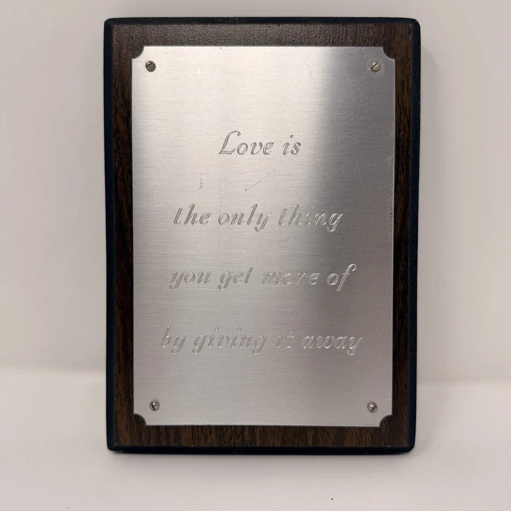 Vintage‎ Westerner Silver Shop Engraved Quote Plaque Wood Metal 7